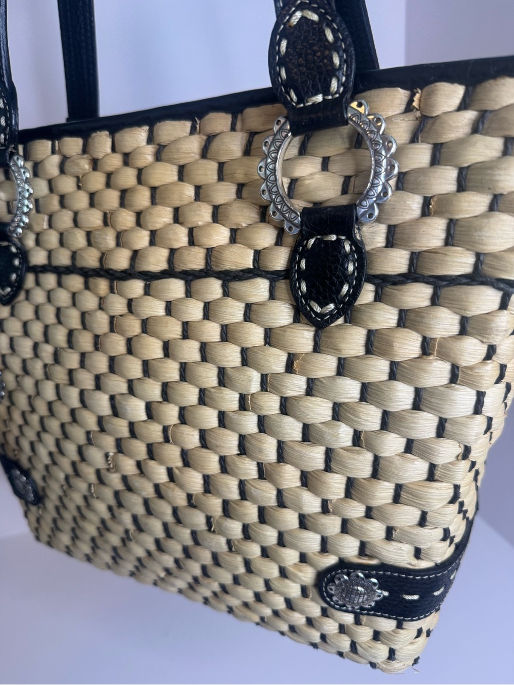 #388 Brighton Straw Shoulder Bag w/ Charms - Picture 4 of 16